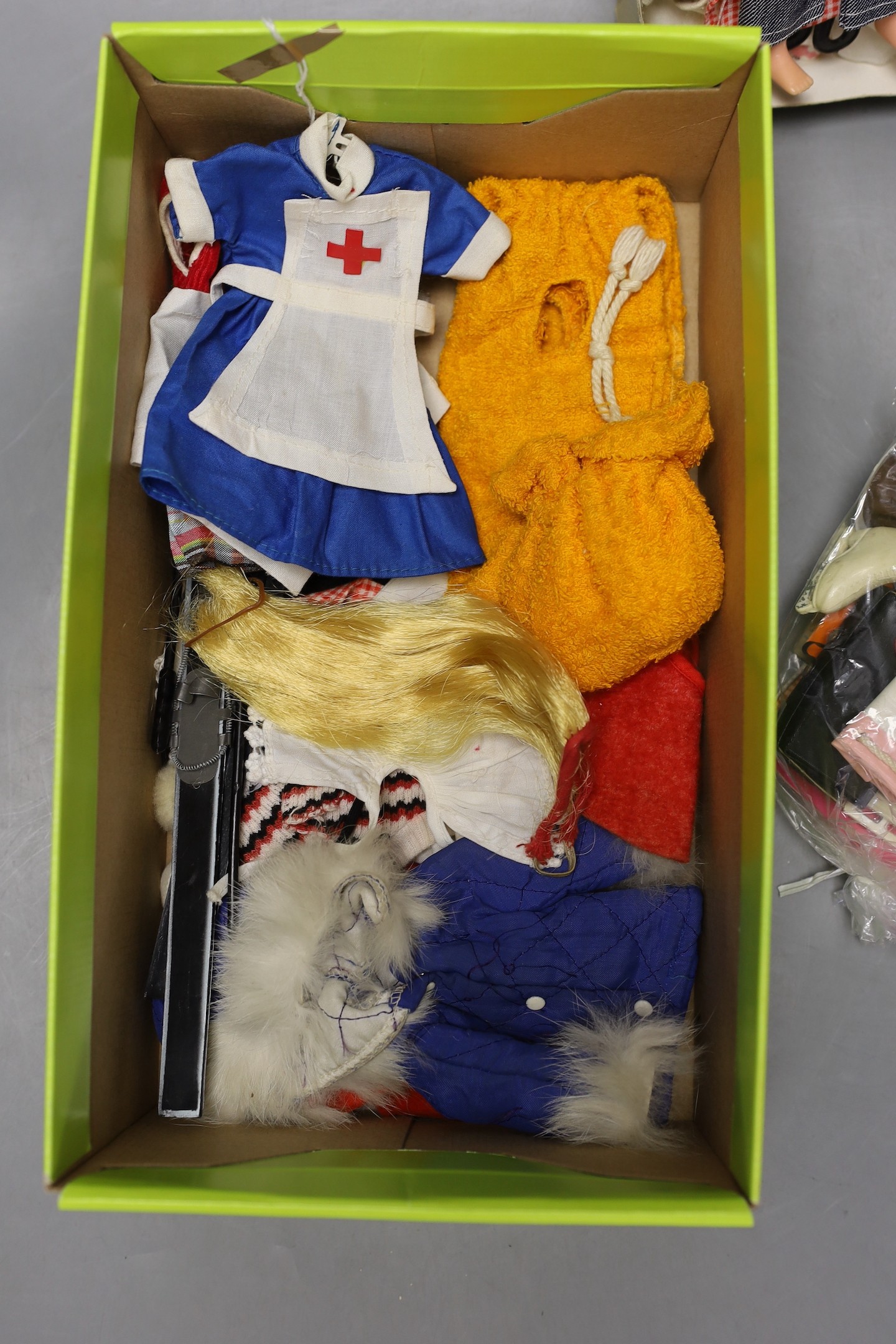 A boxed Pedigree Patch doll Ref 9 GPS and various Sindy dolls and accessories